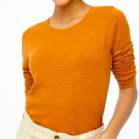 J. Crew long sleeve tee shirt Girlfriend burnt orange L NWT - Picture 1 of 12